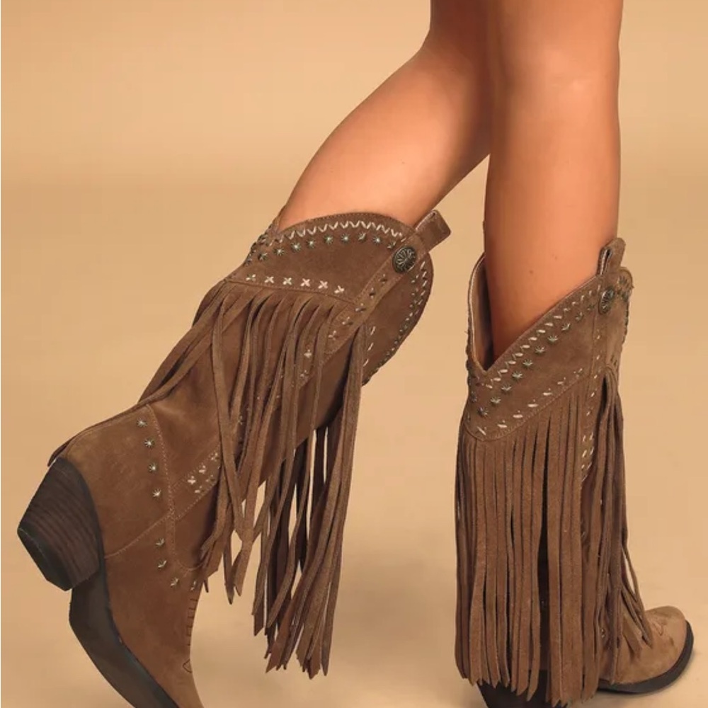 Fringe Suede Brown Women's Boots